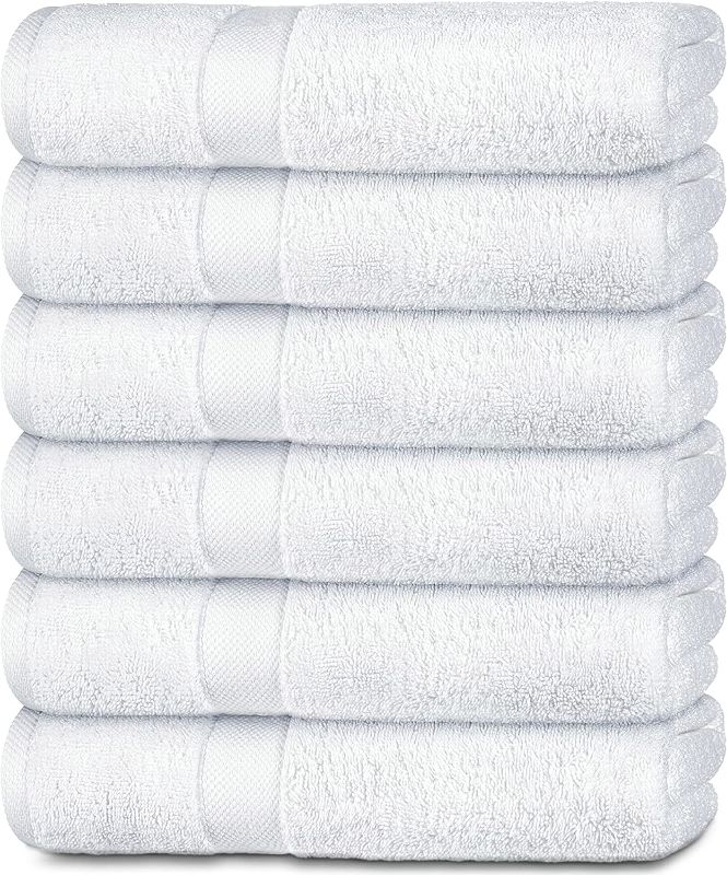 Photo 1 of Wealuxe White Bath Towels 24x50 Inch, Cotton Towel Set for Bathroom, Hotel, Gym, Spa, Soft Extra Absorbent Quick Dry 6 Pack