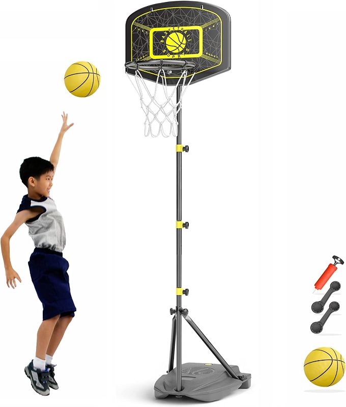 Photo 1 of GILIKOKO Kids Basketball Hoop, Height Adjustable from 3.6FT-6.32FT, Outdoor and Indoor Toys for Children
