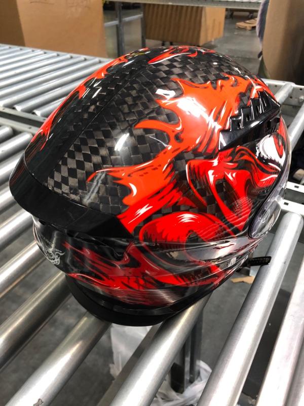Photo 1 of VCOROS FA-602 Carbon Fiber Full Face Motorcycle Helmet Unisex-Adult Dual Visor Helmets
