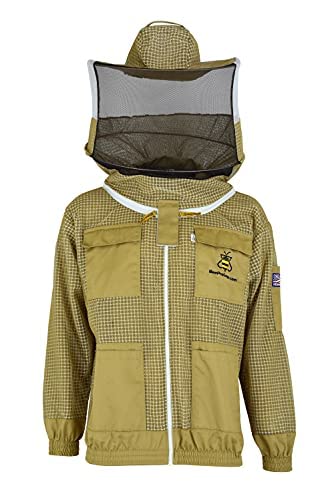 Photo 1 of BeeProGear Beekeeping Jacket for Men and Women with Round Veil, Protective Three Layer Ultra Ventilated Mesh Bee Hoodie, Professional Sting Proof Beekeeper Jacket (Medium)