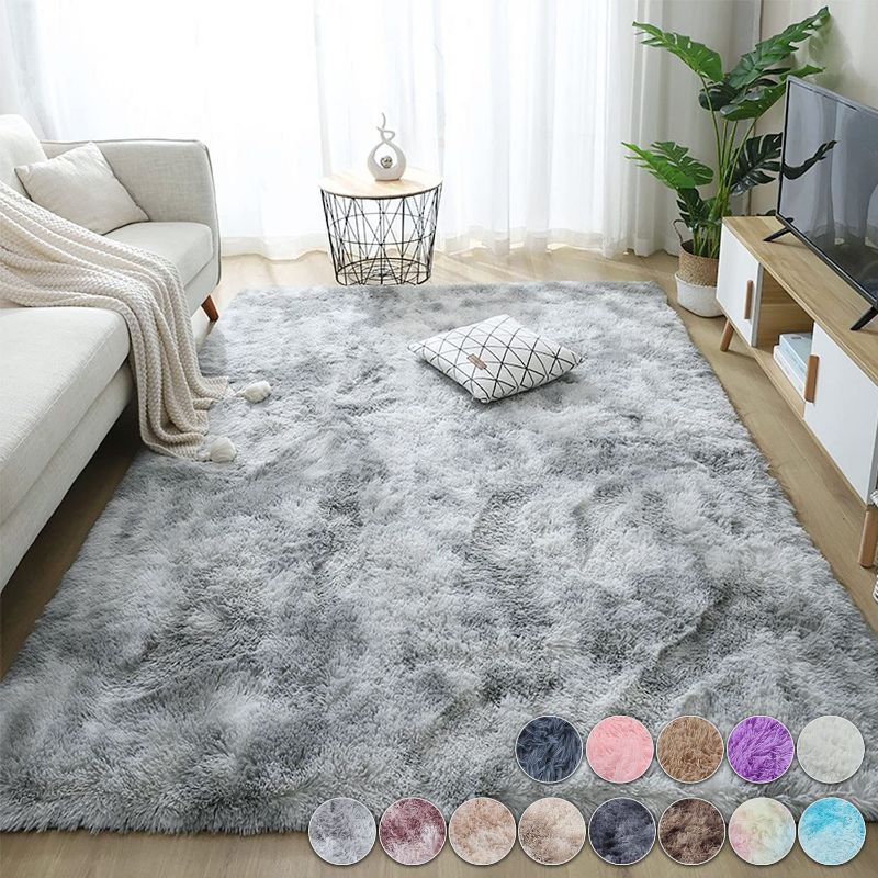 Photo 1 of  Fluffy Area Rug, 3x5,Soft Fuzzy Shaggy Carpet for Girls Bedroom, Kids/ Living Room with Non-Slip Bottom,Light Grey