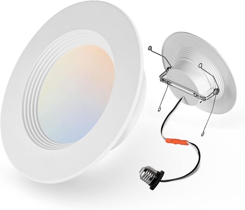 Photo 1 of 1 Pack 5/6 Inch LED Can Lights Retrofit Recessed Lighting, 5CCT 6 Inch Recessed Lights Selectable 2700K-6000K Dimmable, 12W=75W, 1200LM Downlight with Metal Smooth Trim-ETL and Energy Star Certified