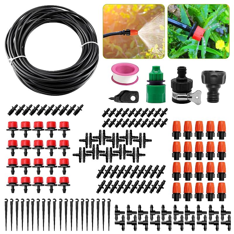 Photo 1 of 82FT Drip Irrigation Kit Automatic Watering System Drip Irrigation System 82FT 1/4" Blank Distribution Hose DIY Micro Irrigation Kit Saving Water with...