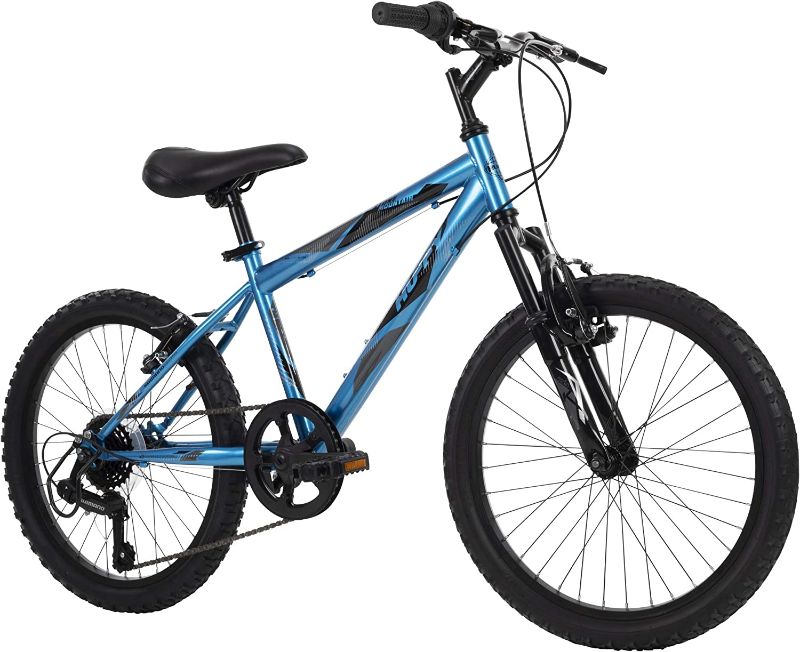 Photo 1 of Huffy Kids Hardtail Mountain Bike for Boys, Stone Mountain 20 inch 6-Speed, Metallic Cyan (73808)