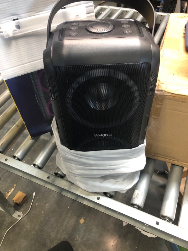 Photo 1 of W-KING 100W Bluetooth Speakers V5.3, IPX6 Waterproof Portable Loud Speaker with Deep Bass/110dB Huge Sound/DSP, Karaoke Outdoor Boombox with Lights/Mic & Guitar Port/Echo/USB Port/EQ/Adapter Included