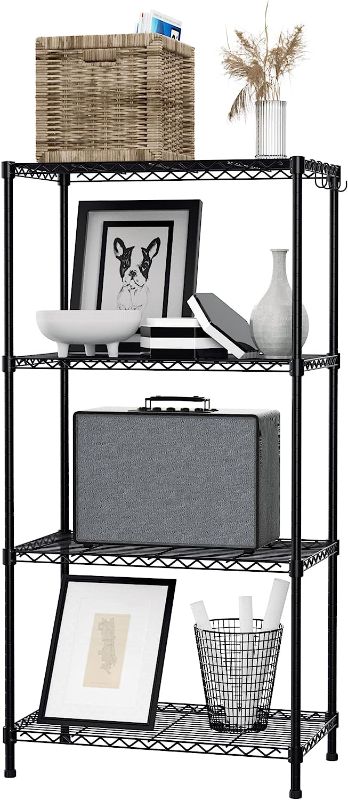 Photo 1 of Amazon Basics 4-Shelf Adjustable, Heavy Duty Storage Shelving Unit (350 lbs loading capacity per shelf), Steel Organizer Wire Rack, Black,