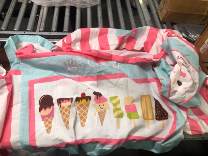 Photo 1 of Ice Cream Cart, Kids Playstand Play Shop with 3 Pretend Foods - 49" High - Colorful Kids Business Pushcart for Development and Learning - Indoor and Outdoor Children's Playhouse