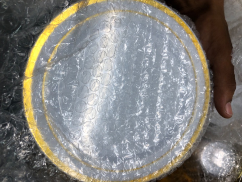 Photo 1 of 600 Pieces Gold Disposable Plates for 100 Guests, Plastic Plates for Party, Wedding, Dinnerware Set of 100 Dinner Plates, 100 Salad Plates, 100 Spoons, 100 Forks, 100 Knives, 100 Cups