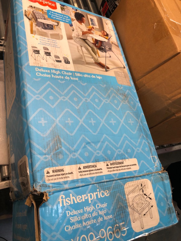 Photo 1 of Fisher-Price Deluxe High Chair – Gray Tribal, Convertible Infant-to-Toddler Dining Chair and Booster seat with Easy Clean up Features
