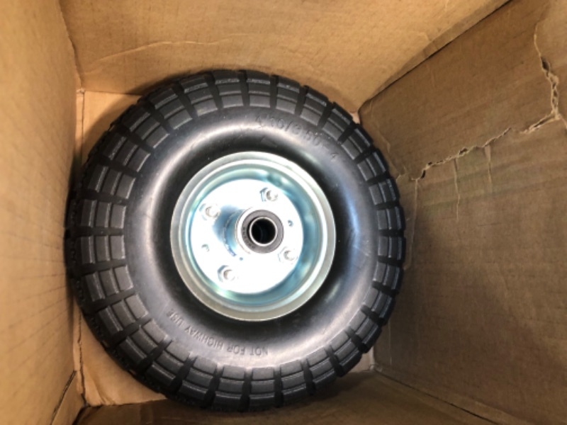 Photo 2 of Yaheetech 10’’ Solid Wheelbarrow Tires 4.10/3.50-4 Sack Truck Cart Wheel Bearings for Wagon/Lawn/Garden/Beach/Trolley/Snowblower/Generator/Hand Cart 2PCS