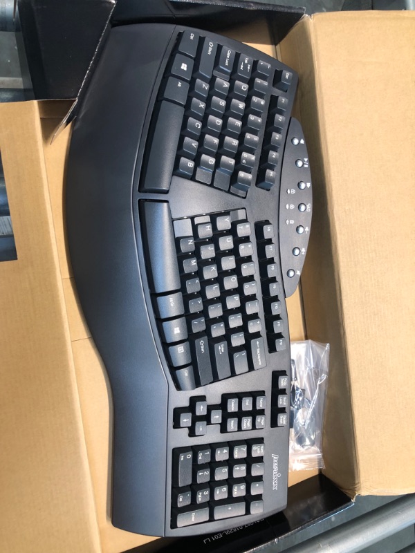 Photo 3 of Perixx Periboard-612 Wireless Ergonomic Split Keyboard with Dual Mode 2.4G and Bluetooth Feature, Compatible with Windows 10 and Mac OS X System, Black, US English Layout, (11354) Wireless Black Keyboard