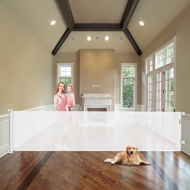 Photo 1 of Mom's Choice Awards Winner - WOMHOM 100 Inch Extra Wide Retractable Baby Gates Extra Wide Baby gate for Large Opening Extra Long Dog Gates for The House Extra Large Pet Gate for Dogs Indoor Baby Fence
