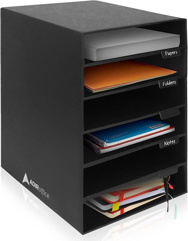 Photo 1 of AdirOffice Paper Storage Organizer 6 Slot Cardboard Construction Paper Shelf Organizer for Home, School, Classroom, or Office Multifunctional Storage for Documents, Mails, Books, Files, and More