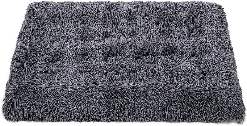 Photo 1 of WONDER MIRACLE Fuzzy Deluxe Pet Beds, Super Plush Dog or Cat Beds Ideal for Dog Crates, Machine Wash & Dryer Friendly (15" x 23", S2-Dark Grey)