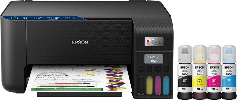 Photo 1 of Epson EcoTank ET-2400 Wireless Color All-in-One Cartridge-Free Supertank Printer with Scan and Copy – Easy, Everyday Home Printing