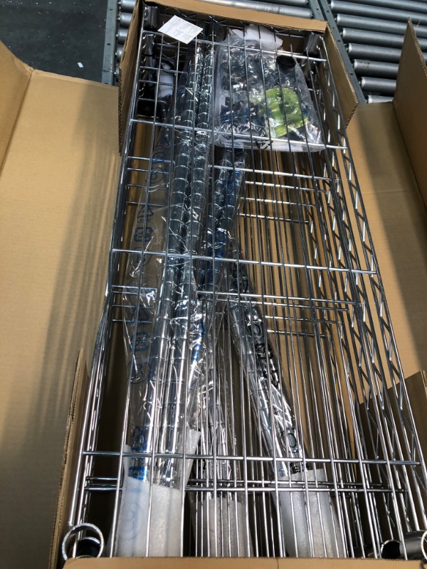Photo 4 of Amazon Basics 5-Shelf Adjustable, Heavy Duty Storage Shelving Unit (350 lbs loading capacity per shelf), Steel Organizer Wire Rack, Chrome (36L x 14W x 72H) Chrome 5-Shelf Storage Unit without Caster