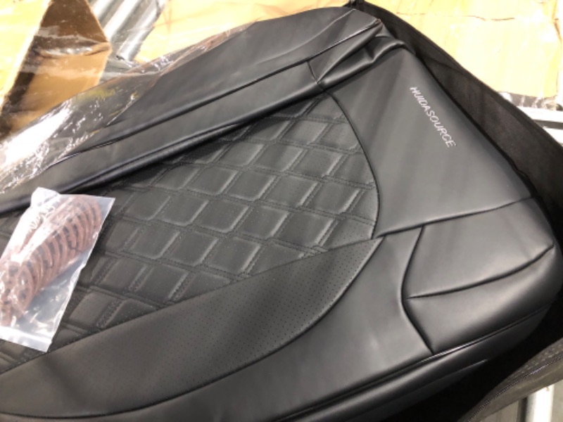 Photo 1 of Huidasource Wrangler JL Seat Cover, Waterproof Leather Car Seat Covers Full Set, Custom Seat Cushion Protector Fit for Jeep Wrangler JL 4-Door 2018-2022 with Rear Armrest Cupholder (Full Set/Black) Full Set/Black Wrangler JL With Rear Armrest Cupholder