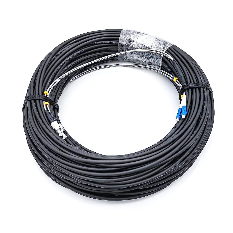 Photo 1 of 150 Meter LC to FC Outdoor Armored Fiber Patch Cable, Single Mode Duplex Fiber Optic Cable Jumper Optical Patch Cord, 9/125?m, 4G/5G Base Station Fiber Optic Cable Assembly, 495 ft/150 m