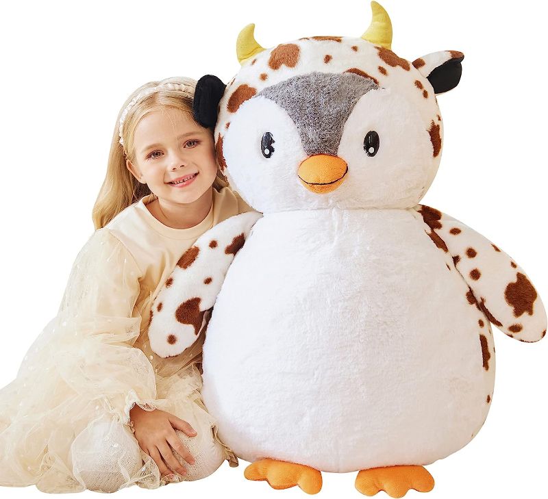 Photo 1 of EARTHSOUND Giant Penguin Stuffed Animal Plush Toy,Large Jumbo 23" Big Size Soft Toys,Cute Huge Fluffy Plushy Oversized Fat Plushie,Gifts for Kids Girls Boys Girlfriend Children (23 inches, White)