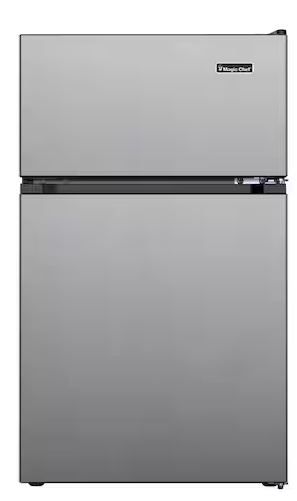 Photo 1 of 3.1 cu. ft. 2-Door Mini Refrigerator in Stainless Steel Look with Freezer,
