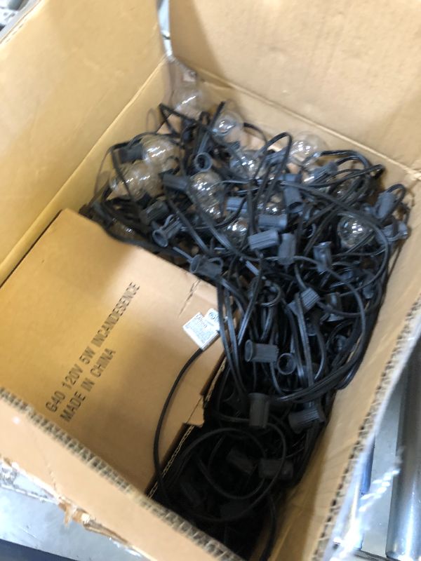 Photo 2 of Brightown Outdoor String Light 100Feet G40 Globe Patio Lights with 104 Edison Glass Bulbs(4 Spare), UL Listed Hanging Lights for Backyard Balcony Deck Party Decor, E12, Black, Not Connectable Black 100 ft Patio Lights