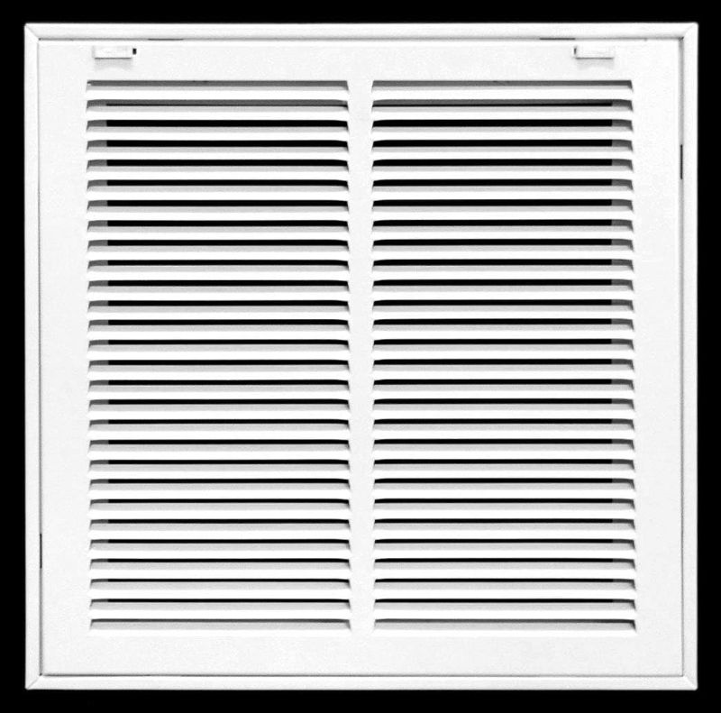 Photo 1 of 14" X 14" Steel Return Air Filter Grille for 1" Filter - Easy Plastic Tabs for Removable Face/Door - HVAC DUCT COVER - Flat Stamped Face -White [Outer Dimensions: 15.75w X 15.75h]
