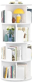 Photo 1 of Aheaplus Rotating Bookshelf, Small Corner Bookshelf for Small Space, 360 Display 4 Tier Floor Standing Bookcase Storage Rack, Wood Narrow Book Shelf Organizer for Bedroom, Living Room, White
