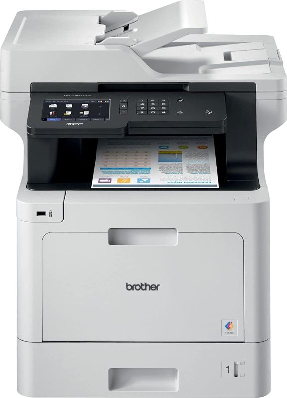 Photo 1 of Brother MFC-L8900CDW All-in-One Wireless Color Laser Printer for Home Office - Print Copy Scan Fax - 5" Touchscreen LCD, 33 ppm, Duplex Printing, 2400 x 600 dpi, 70-Sheet ADF, Tillsiy Printer Cable
