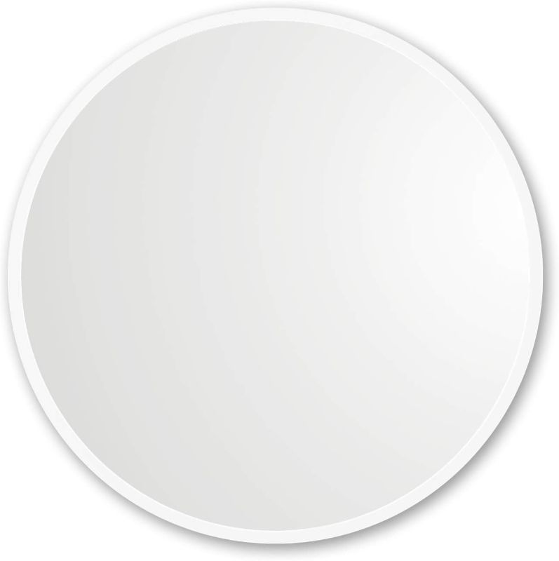 Photo 1 of  White Rubber Framed Mirror | Round Bathroom Wall Mirror