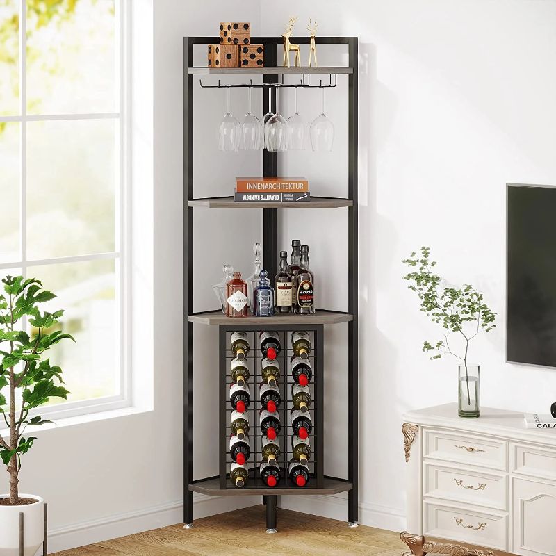 Photo 1 of Wine Rack, 4 Tier Corner Shelf with Glass Holder
