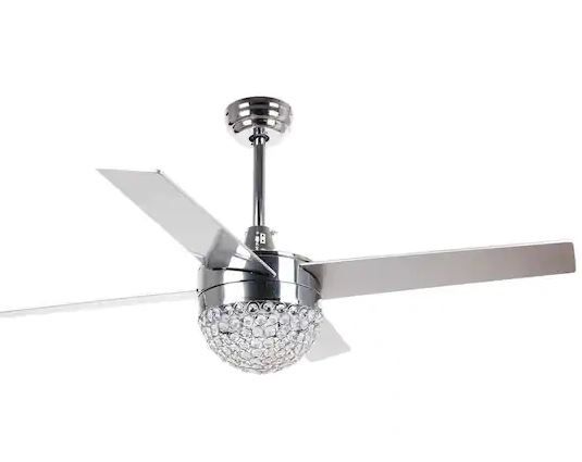 Photo 1 of Dreyer 48 in. Indoor Chrome Downrod Mount Crystal Ceiling Fan with Light Kit and Remote Control

