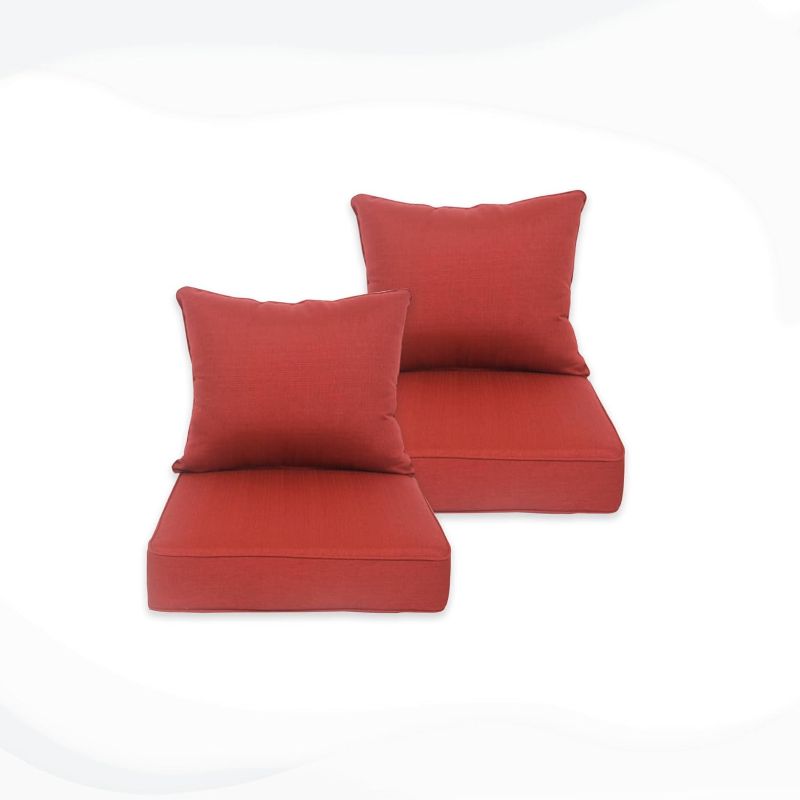 Photo 1 of unuon Indoor/Outdoor Chair Cushions Deep Seat Chair Cushions for Patio Garden Chair Sofa Set of 2 Red Color
