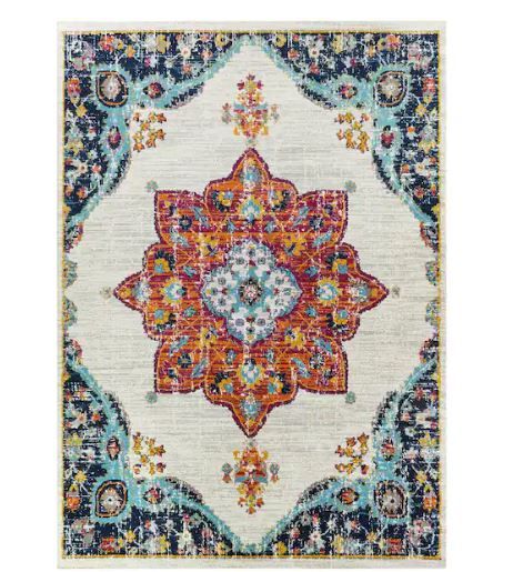 Photo 1 of Aurora Multicolored 6 ft. x 9 ft. Medallion Area Rug
