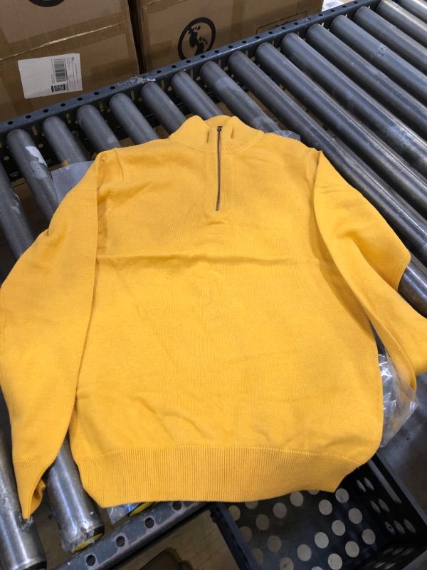 Photo 1 of Amazon Essentials Men's 100% Cotton Quarter-Zip Sweater X-Small Gold