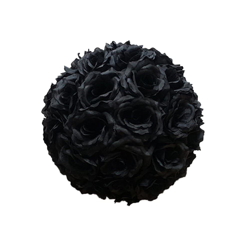 Photo 1 of YLBFJXK Artificial Flower Ball for Centerpieces Bridal Wedding Artificial Wedding Party Centerpieces Decorations, 7.8inch, Black