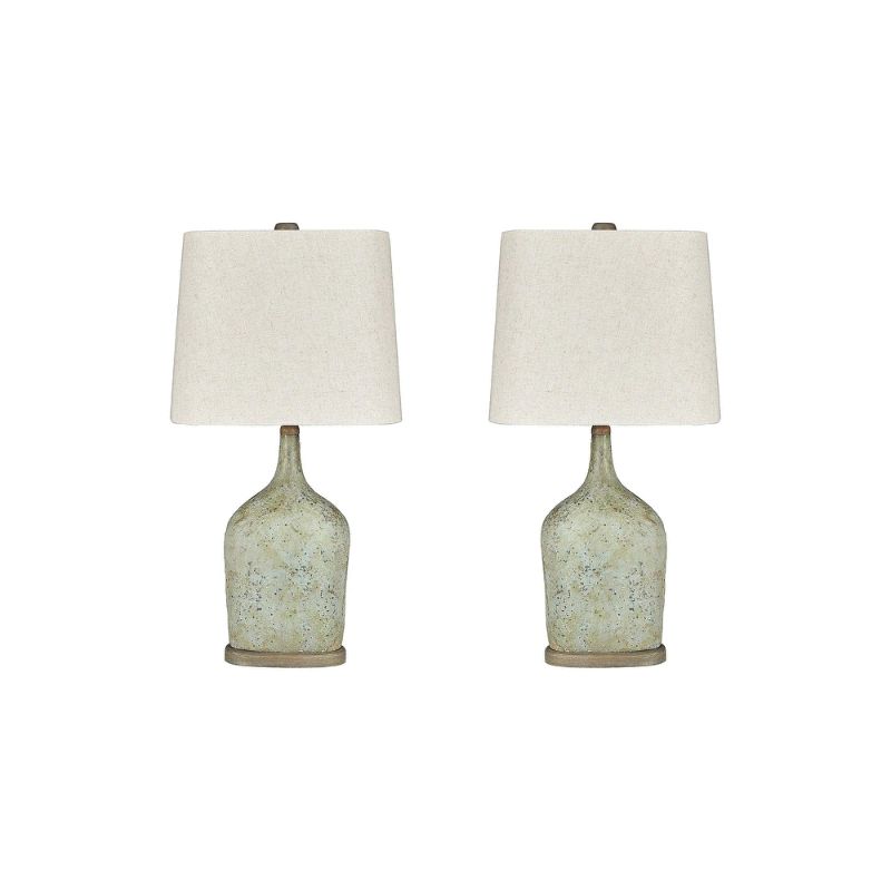 Photo 1 of Maribeth Vintage Casual Sage Table Lamp - Set of 2 - 14"W x 9"D x 28"H
