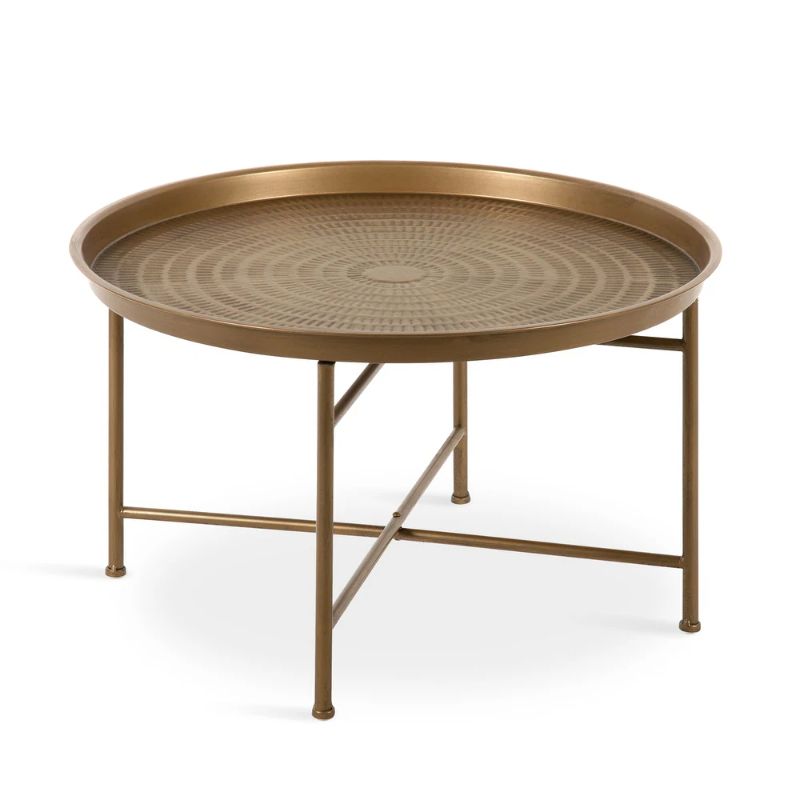 Photo 1 of Kate and Laurel Mahdavi Hammered Metal Round Tray Table
