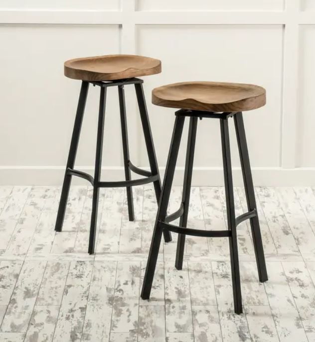 Photo 1 of Silas Antique Pinewood Swivel Barstool (Set of 2) by Christopher Knight Home - N/A
