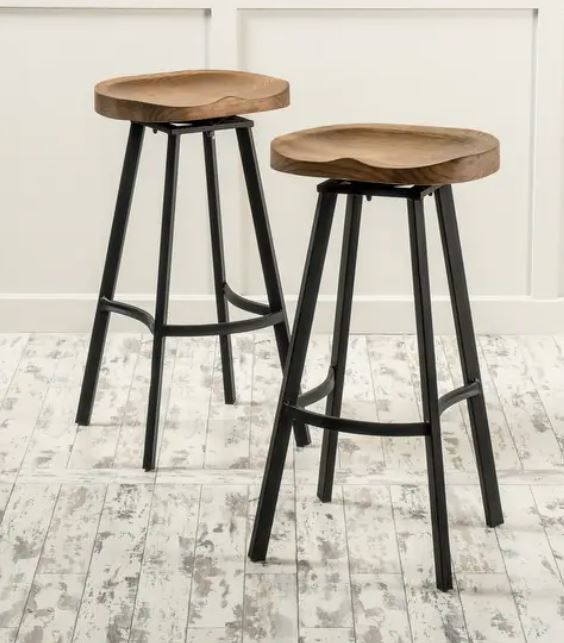 Photo 1 of Silas Antique Pinewood Swivel Barstool (Set of 2) by Christopher Knight Home - N/A
