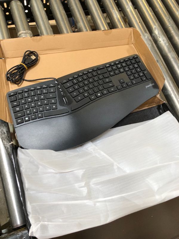 Photo 1 of PERIBOARD-330 - Wired Backlit Ergonomic Split Keyboard with Adjustable Palm Rest, Extra USB Ports and Scroll Wheel
