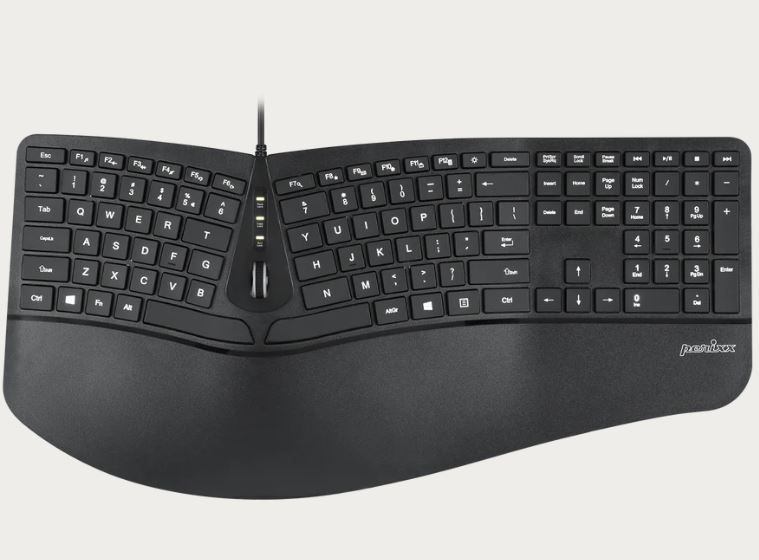 Photo 2 of PERIBOARD-330 - Wired Backlit Ergonomic Split Keyboard with Adjustable Palm Rest, Extra USB Ports and Scroll Wheel
