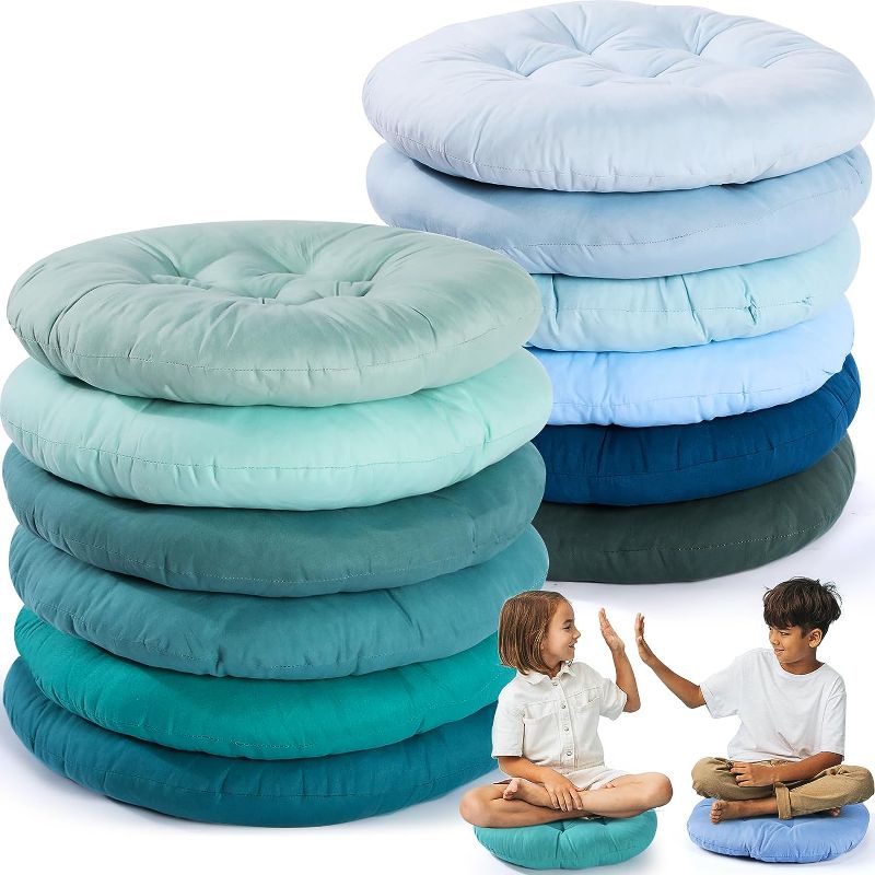 Photo 1 of 15 Inch Round Floor Cushions for Kids and Toddlers, Flexible Seating for Classroom Furniture 3.5 Inch Thick Floor Pillow for Home, Daycare, Preschool, Yoga and Meditation (Cute, 16)
