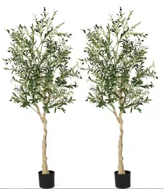 Photo 1 of 6 ft. Tall Artificial Olive Tree Faux Olive Plants for Indoor and Outdoor (2- Pack)
