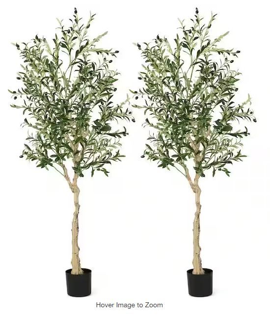 Photo 1 of 6 ft. Tall Artificial Olive Tree Faux Olive Plants for Indoor and Outdoor (2- Pack)
