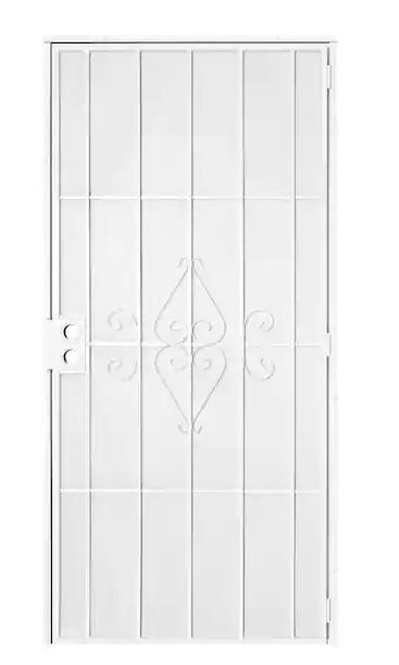 Photo 1 of 32 in. x 80 in. Universible White Steel Surface Mount Outswing Steel Security Door with Expanded Metal Screen
