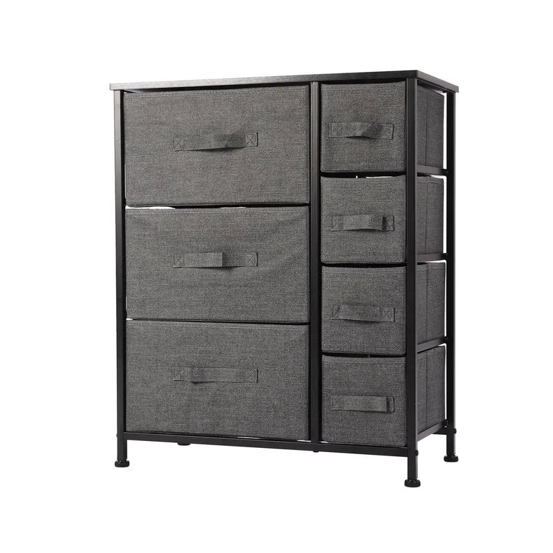 Photo 1 of 11.81 in. W x 28.74 in. H Gray 7-Drawer Fabric Storage Chest with Gray Drawers