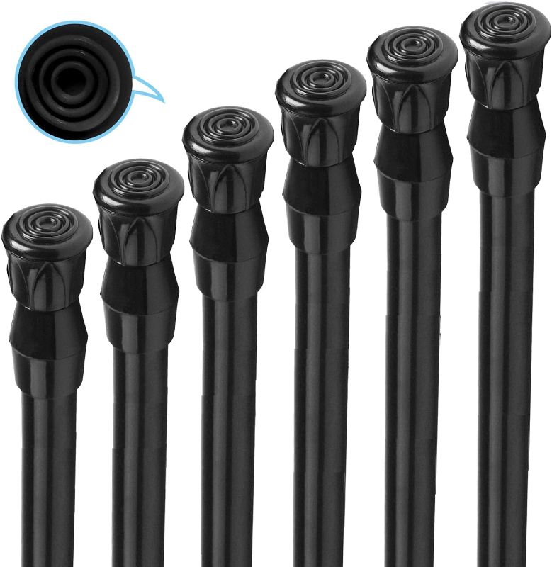 Photo 1 of 6 Pack Spring Tension Curtain Rod Adjustable Length for Kitchen, Bathroom, Cupboard, Wardrobe, Window, Bookshelf DIY Projects Black 28" to 48"- 6 Pack