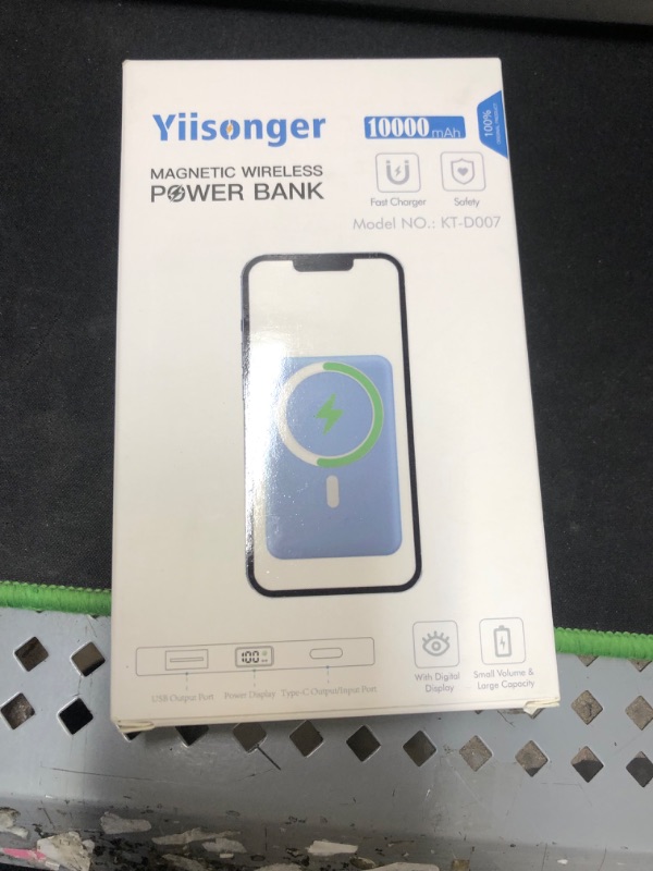 Photo 2 of Yiisonger Magnetic Wireless Portable Charger, Foldable 10000mAh Battery Pack with USB-C Cable LED Display, Magnetic Power Bank 22.5W PD Fast Charging for iPhone 14/13/12/Pro/Mini/Pro Max(Dark Blue)
