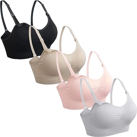 Photo 1 of GXXGE 4Pack Nursing Bra for Breastfeeding Maternity Bras Push Up Silk Seamless Pregnancy Bralette Underwear
