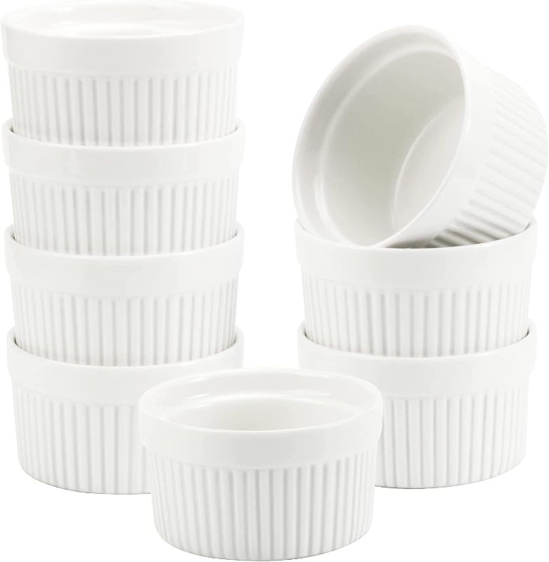 Photo 1 of 6 OZ Ramekin Bowls,WERTIOO 8 PCS Ramekins for for Baking and Cooking, Oven Safe Sleek Porcelain Ramikins for Pudding, Creme Brulee, Custard Cups
